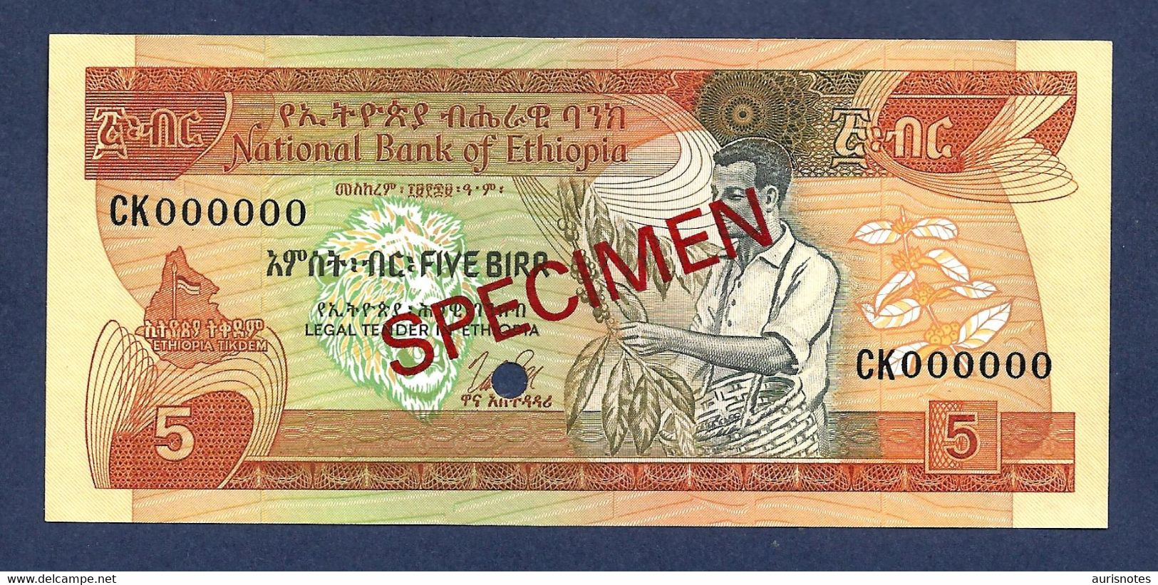 Ethiopia 5 Birr 1976 Specimen P31s UNC - Etiopía