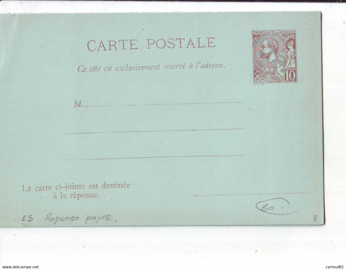 103 C  Monaco Entier Postal Double Volet - Postwaardestukken