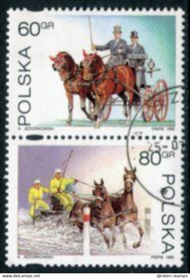 POLAND 1995 Pair Carriage-driving Championship  Used.  Michel 3553-54 - Usados