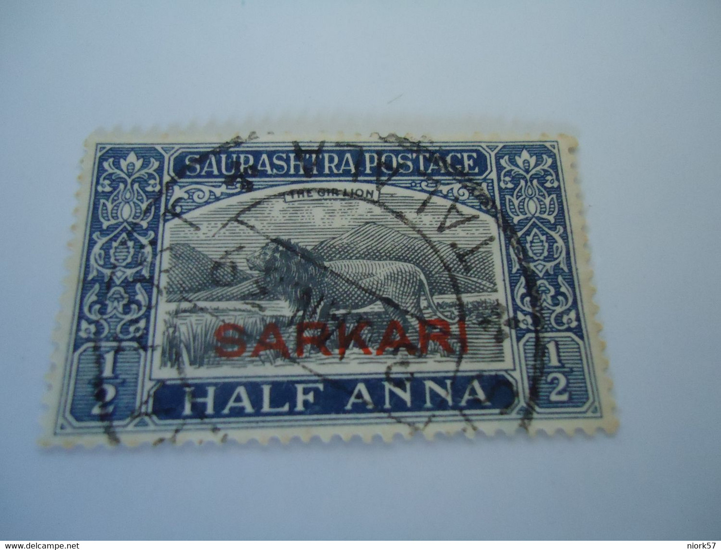 SORUTH INDIA STATES USED STAMPS LIONS   OVERPRINT SARKARI WITH POSTMARK 1939 - Soruth