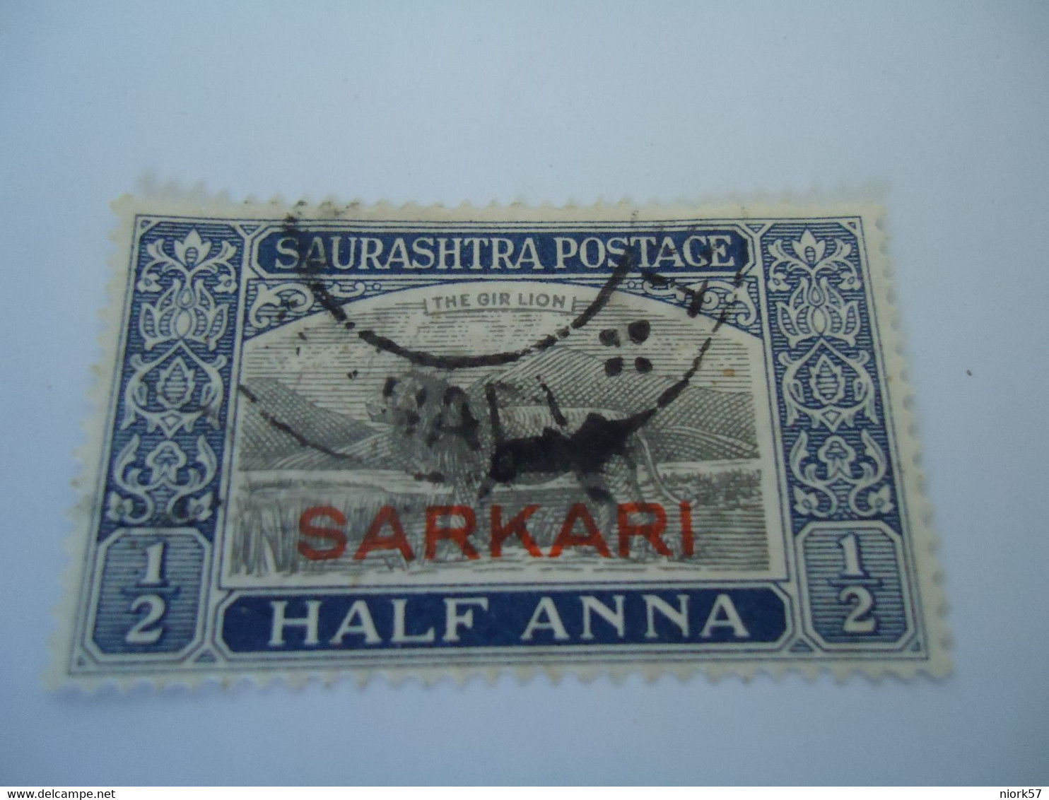 SORUTH INDIA STATES USED STAMPS LIONS   OVERPRINT SARKARI WITH POSTMARK 1939 - Soruth