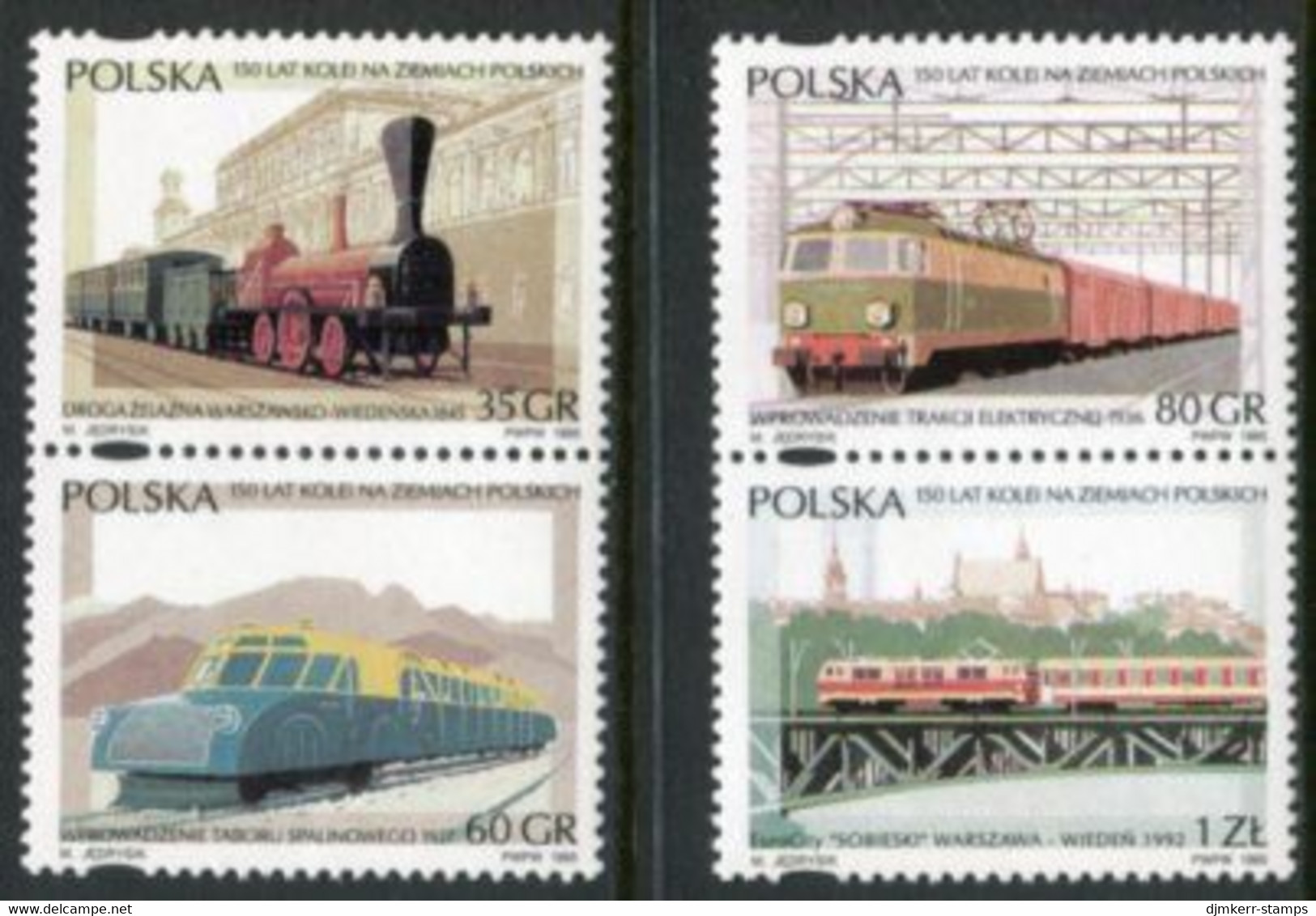 POLAND 1995 Polish Railways Anniversary  MNH / **.  Michel 3541-44 - Ungebraucht