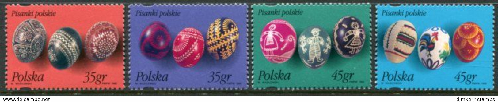 POLAND 1995 Decorated Easter Eggs MNH / **.  Michel 3526-29 - Unused Stamps