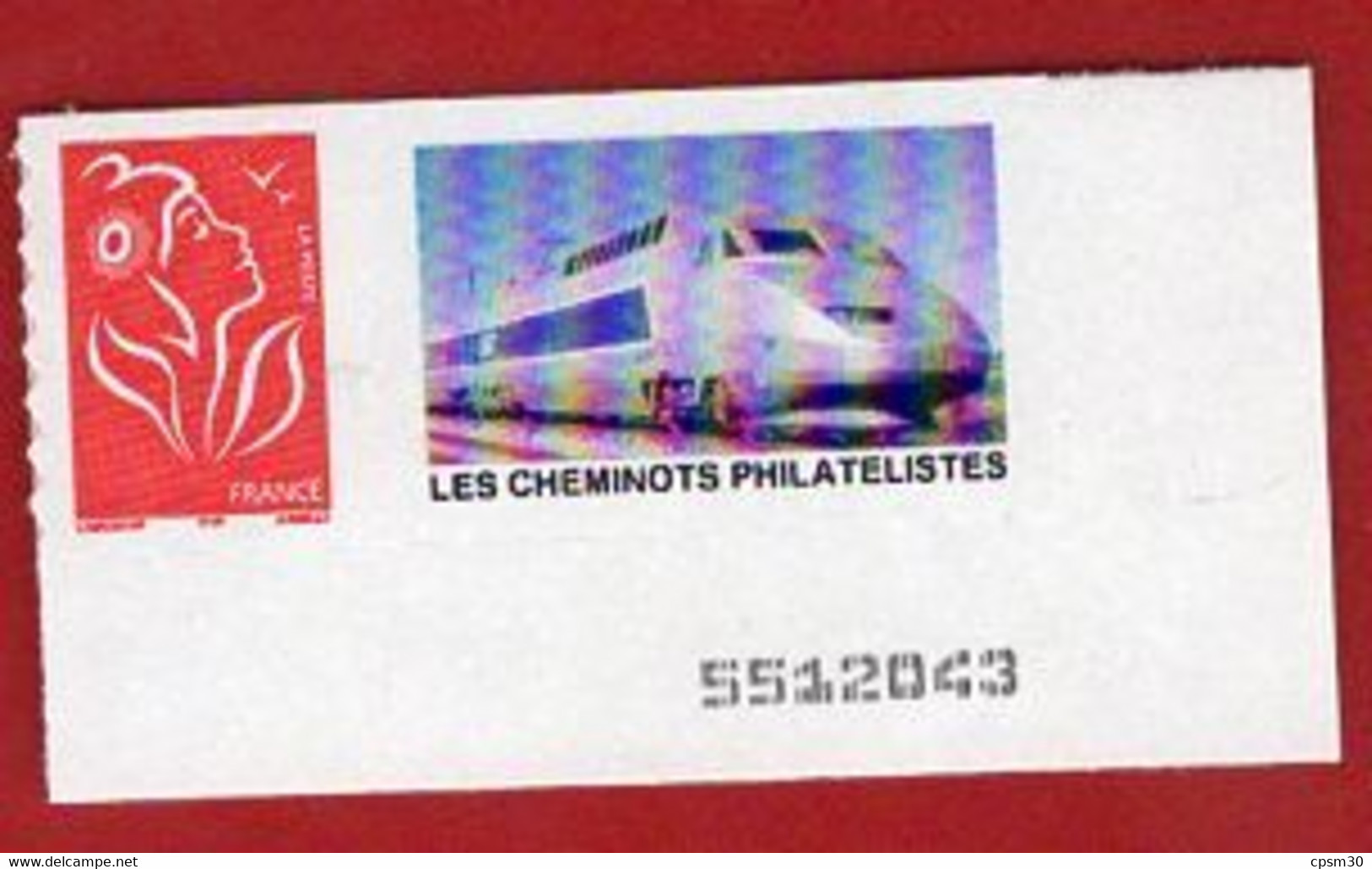 Timbres, Marianne De Lamouche, Rouge Permanent, Personalisé "TGV" Et Les Cheminots Philatélistes" N° 3802 - Altri & Non Classificati