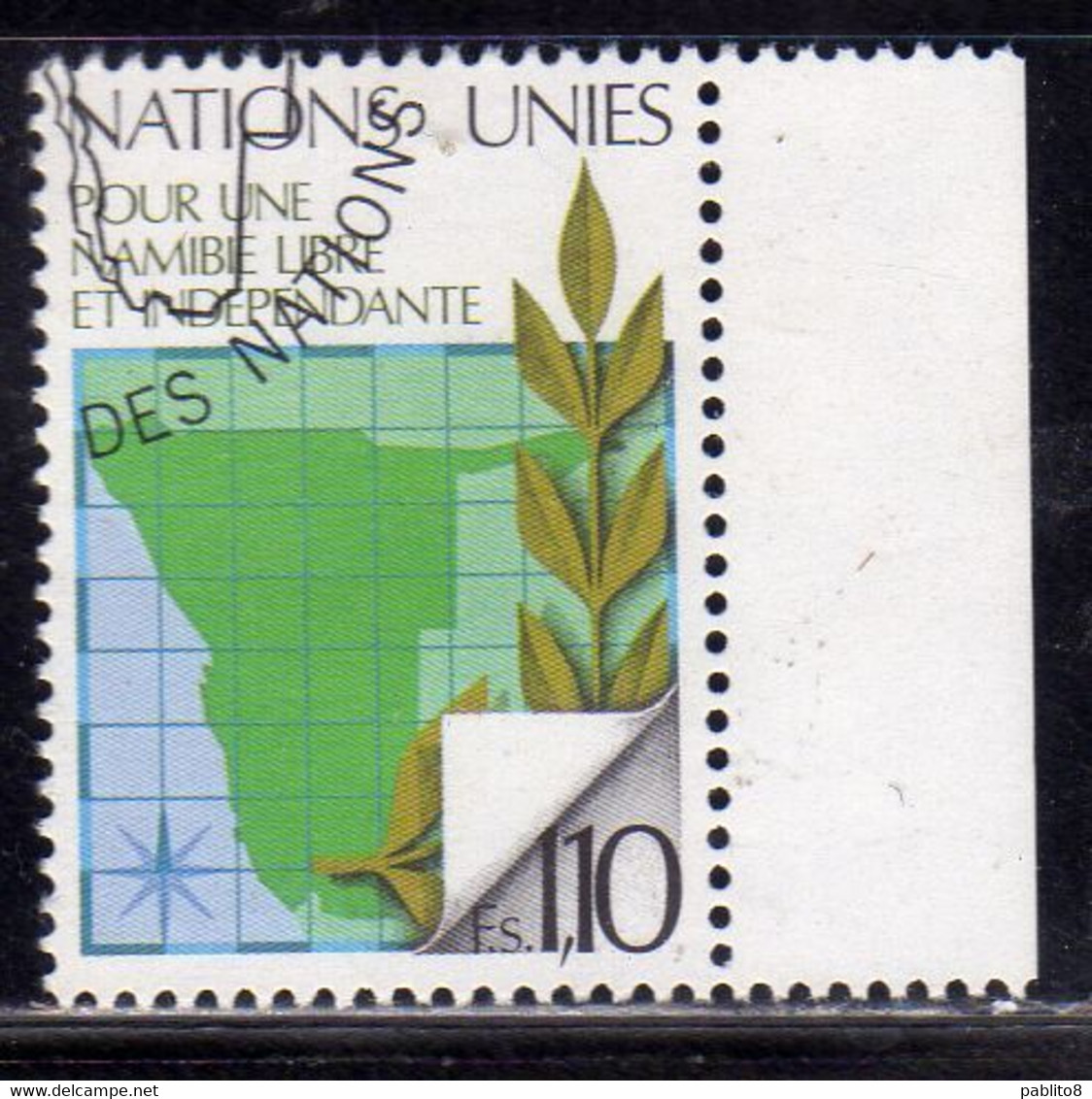 UNITED NATIONS GENEVE GINEVRA GENEVA ONU UN UNO 1979 NAMIBIA INDEPENDENT LIBRE INDEPENDANTE 1.10fr USATO USED OBLITERE' - Oblitérés
