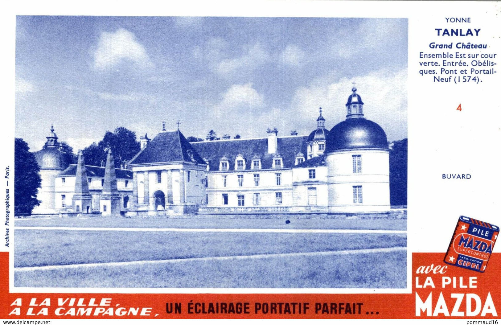 Buvard Mazda Tanlay Grand Château - Piles