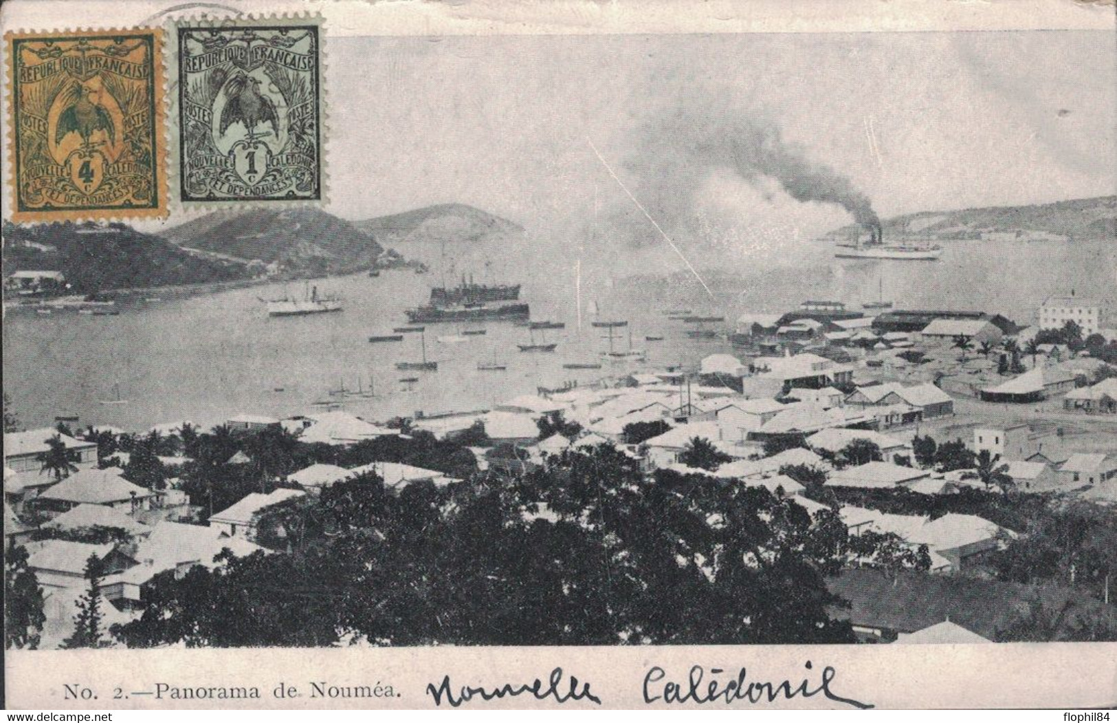 NOUVELLE CALEDONIE - NOUMEA - 20-11-1905 - CARTE POSTALE POUR LA FRANCE - N°83+85 - CARTE PANORAMA DE NOUMEA. - Covers & Documents