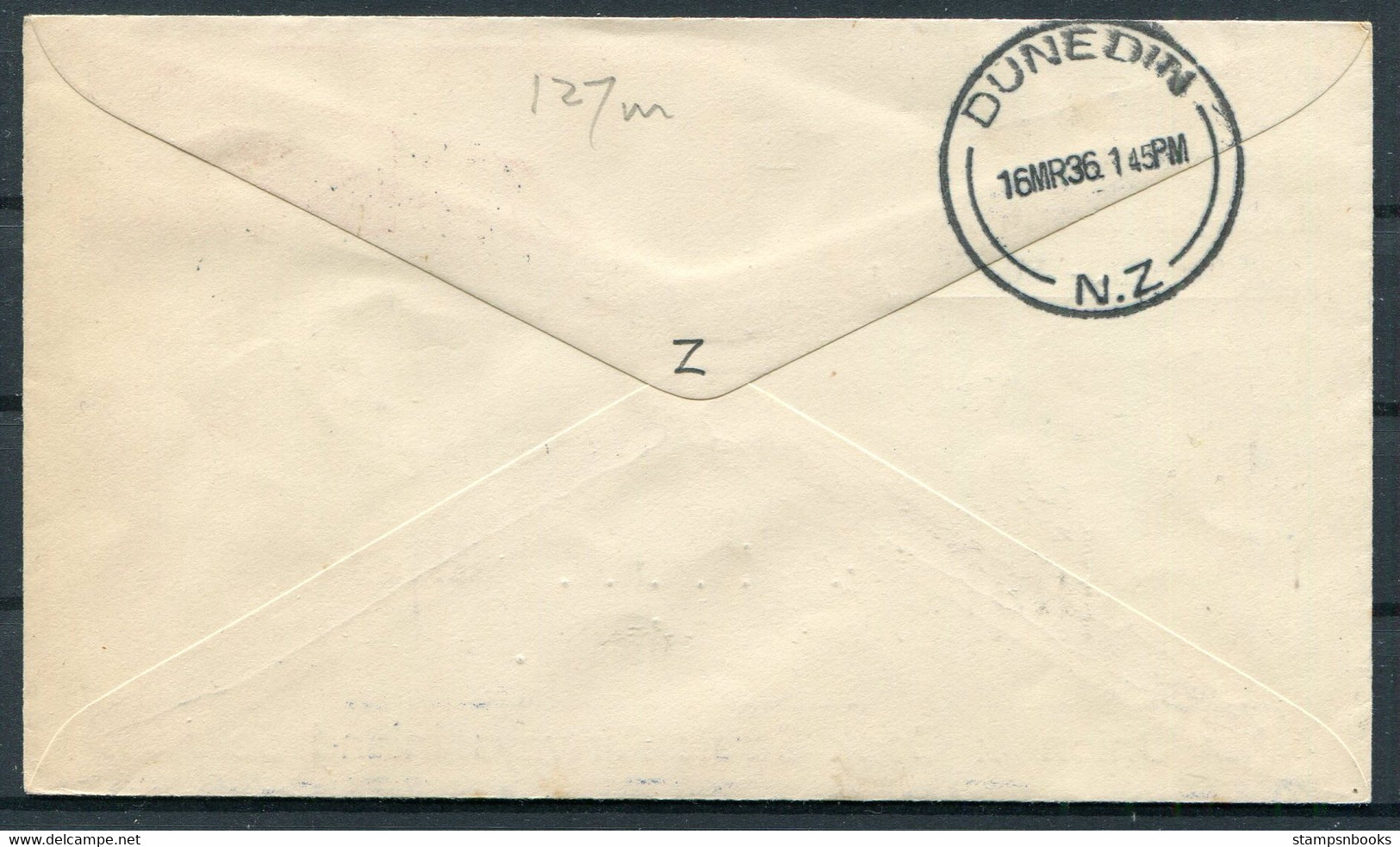 1936 (March 16th) New Zealand First Flight Airmail Cover Wellington - Dunedin - Posta Aerea