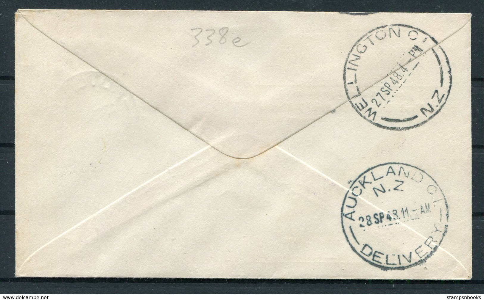 1948 (Sept 27th) New Zealand First Flight Airmail Cover Rotorua - Auckland (Missent To Wellington) - Poste Aérienne