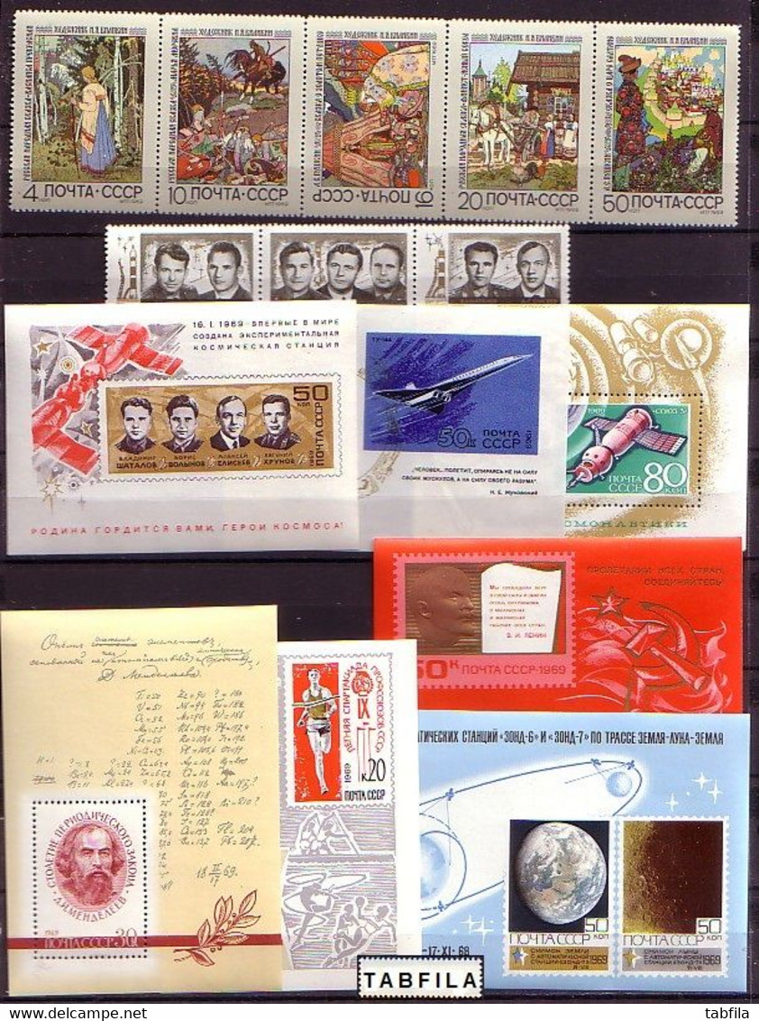 RUSSIA & USSR - 1969 - Ane Incomp.  Mi 3594/3716  + Bl 54 - 60 Sans 3594/96,97,640,81,96,97,99, - CV 69.90EU - Ganze Jahrgänge