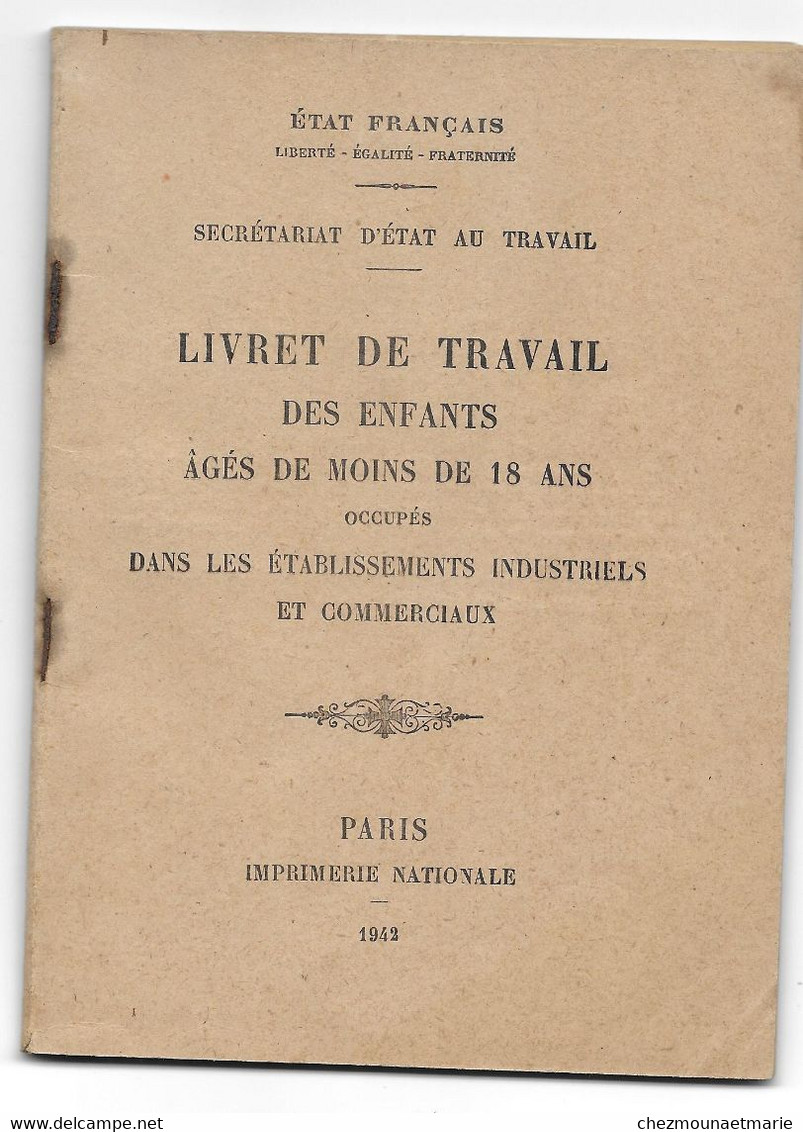 OROZCO JEAN NE 1930 A BEZIERS - A TRAVAILLE CHEZ UN PHARMACIEN - LIVRET DE TRAVAIL DES ENFANTS AGES DE MOINS DE 18 ANS - Historische Dokumente