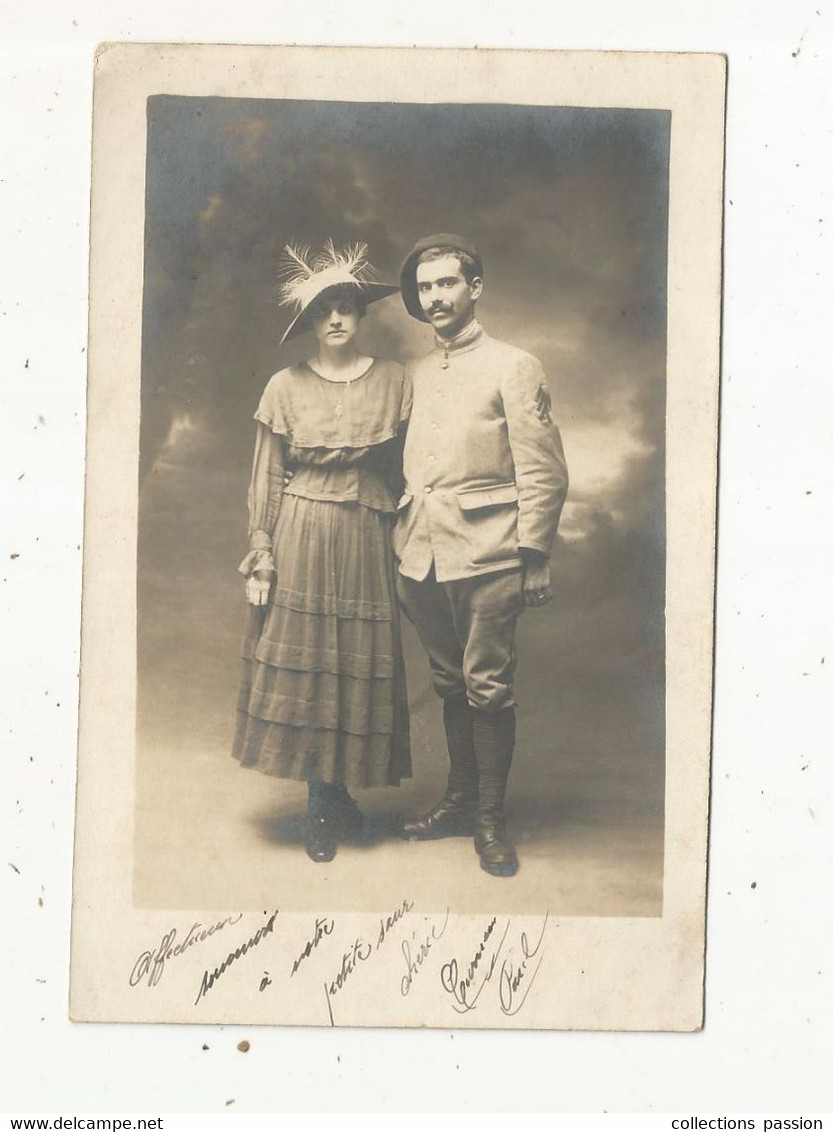 Cp , Carte Photo Gérard ,Alger , Militaria , Militaire , Couple - Personajes