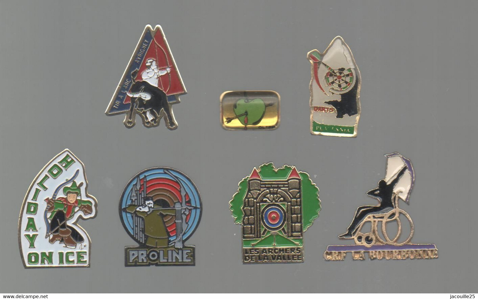 PINS PIN'S TIR A L'ARC 1030 FLECHETTES PROLINE HOLIDAY ON ICE DARTS ARCHERS DE LA VALLEE  LOT 7 PINS - Tir à L'Arc