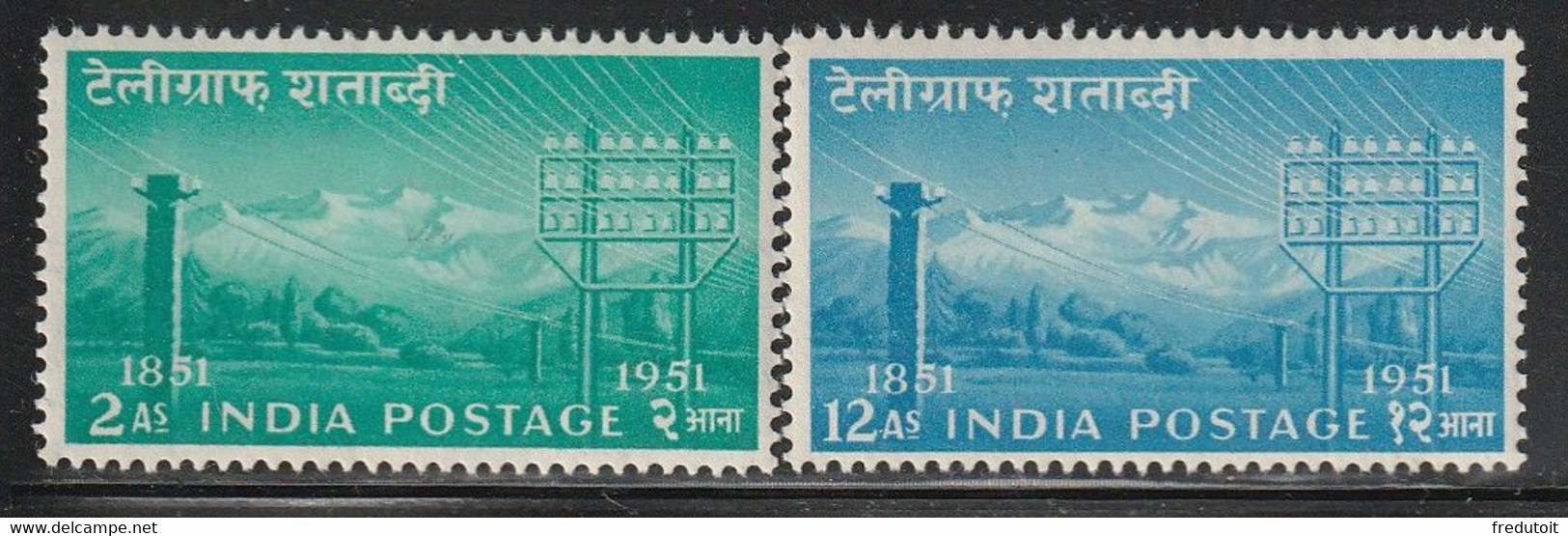 INDE - N°46/7 ** (1953) Télégraphe - Unused Stamps