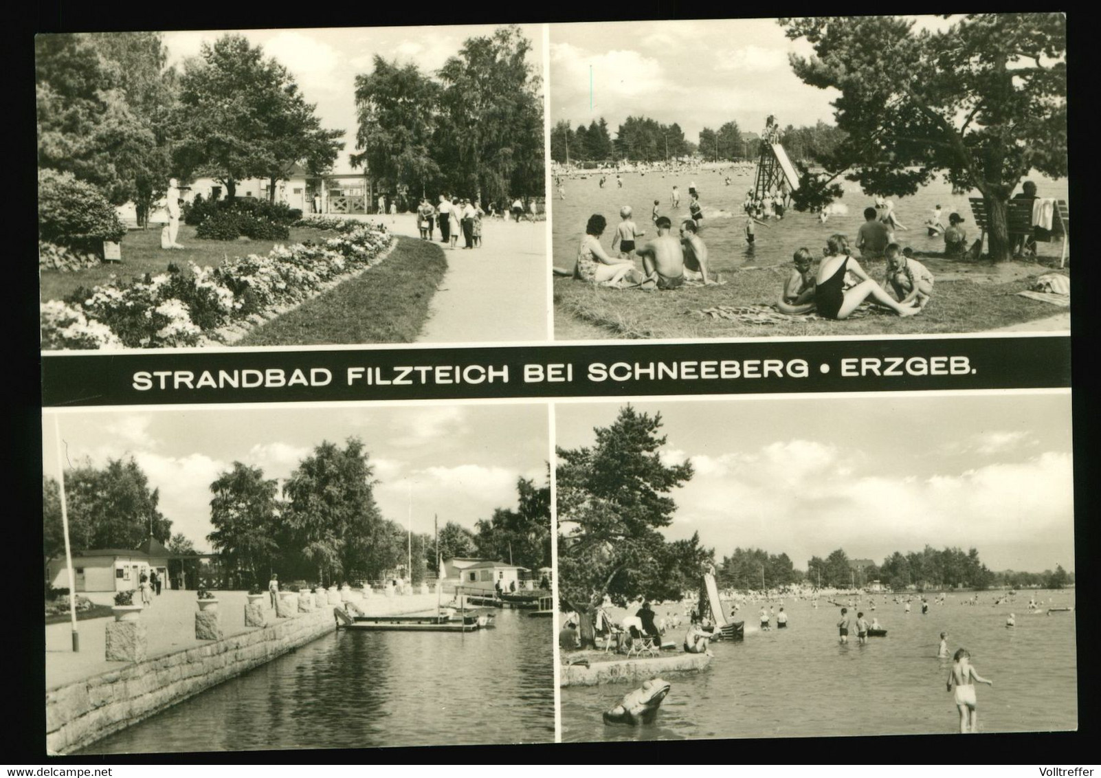 DDR Mehrbild AK Um 1972 Bergstadt Schneeberg, Strandbad Filzteich, Ortspartie - Schneeberg