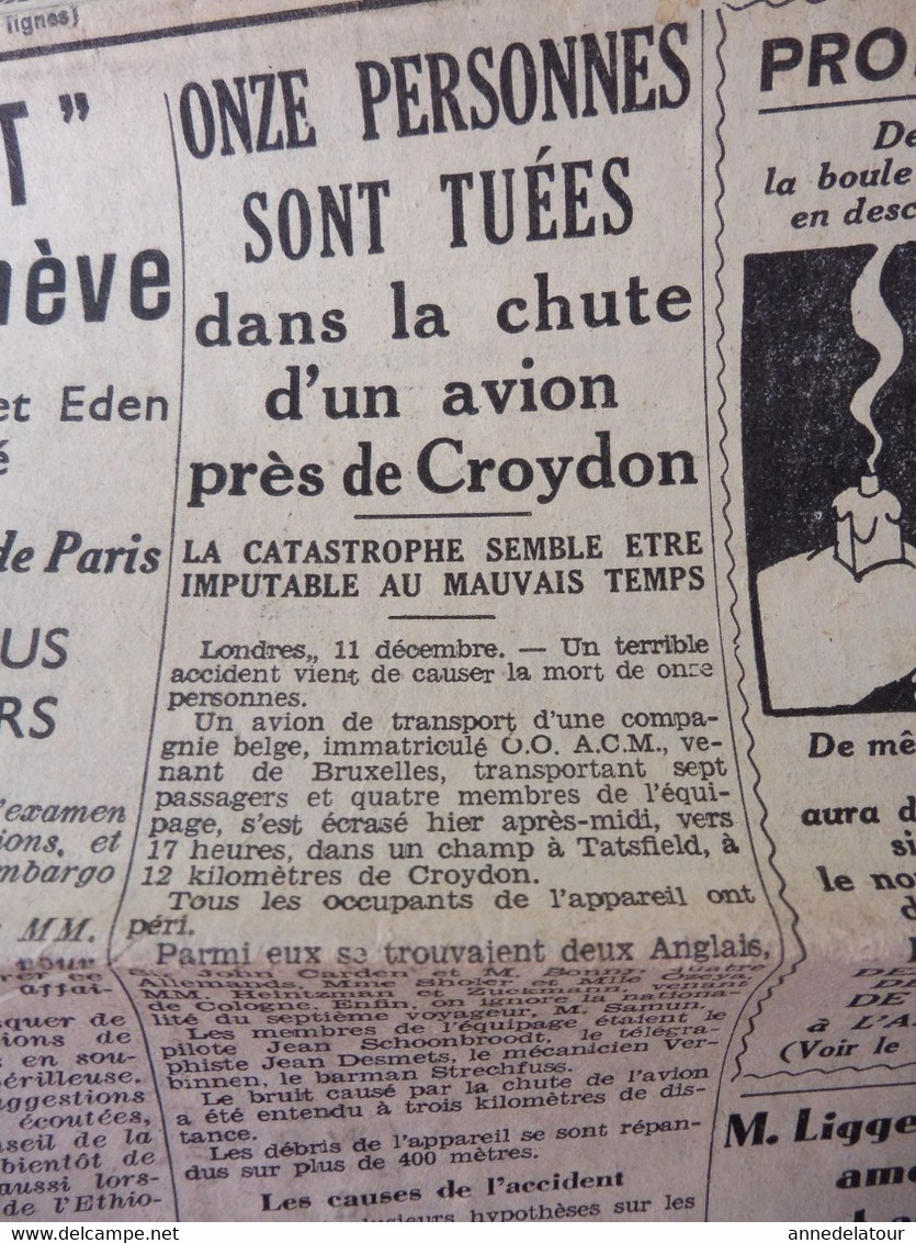 1935 L'AMI DU PEUPLE: Terrible Accident Avion Croydon; Sympathicothérapie; Trouble à Somowrostro (Espagne); Etc - Informations Générales