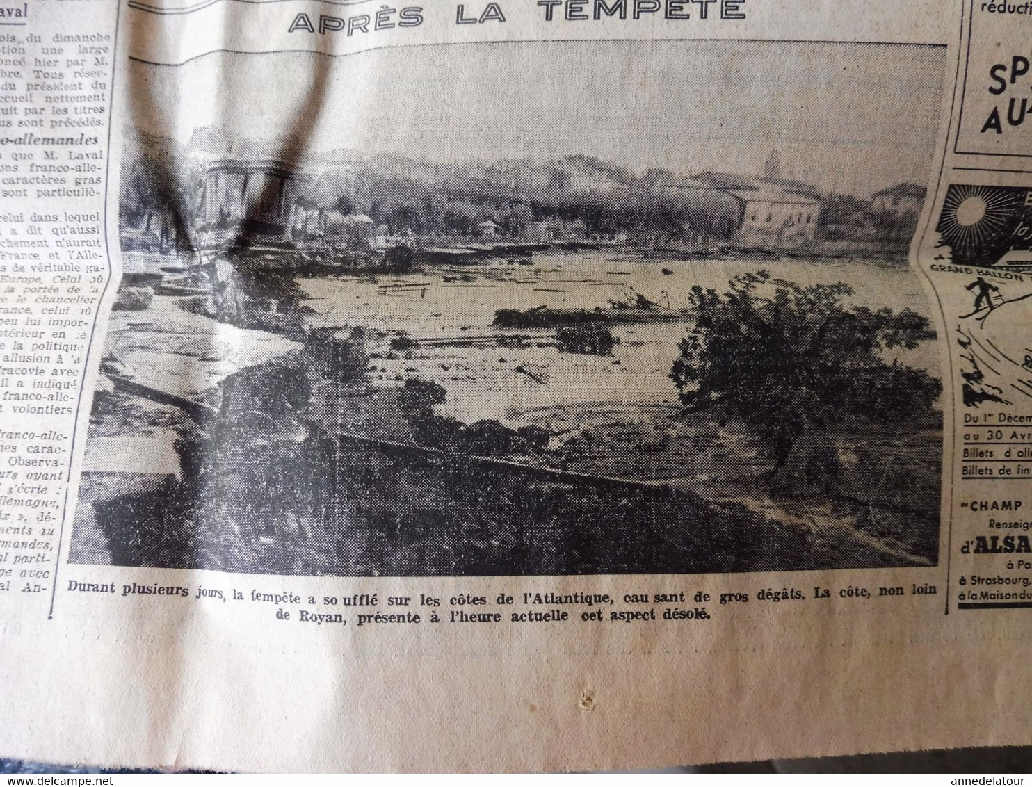 1935 L'AMI DU PEUPLE:  A. de Saint-Exupéry et Provost son mécano ;Fourvières ;Gaby Morlay en luge ;Scouts de France ;etc