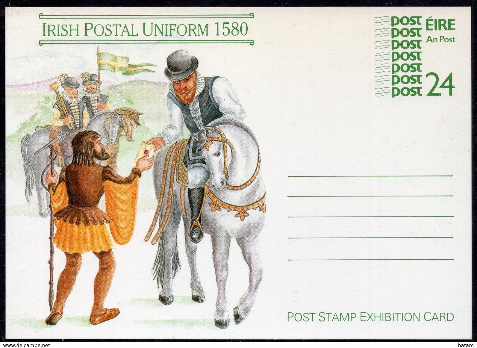 111 - Ireland - Irish Postal Uniform 1580 - Post Stamp Exhibition Card - Unused - Postal Stationery