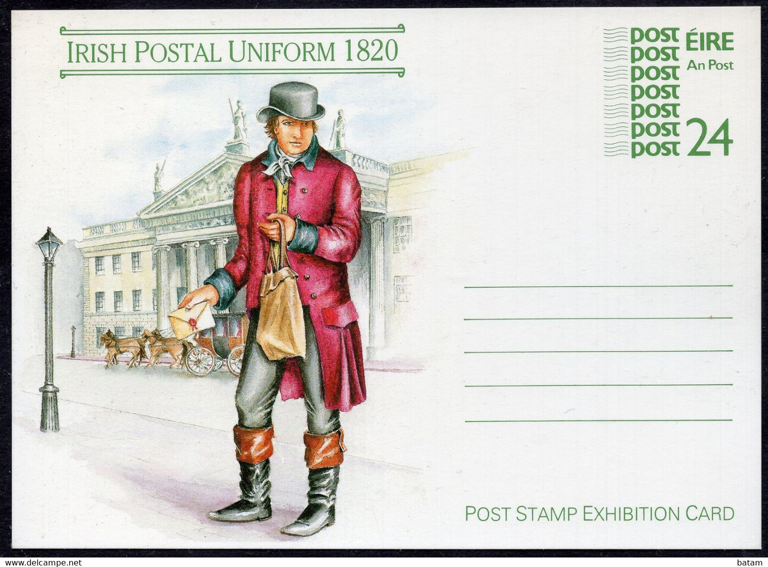 113 - Ireland - Irish Postal Uniform 1820 - Post Stamp Exhibition Card - Unused - Postwaardestukken