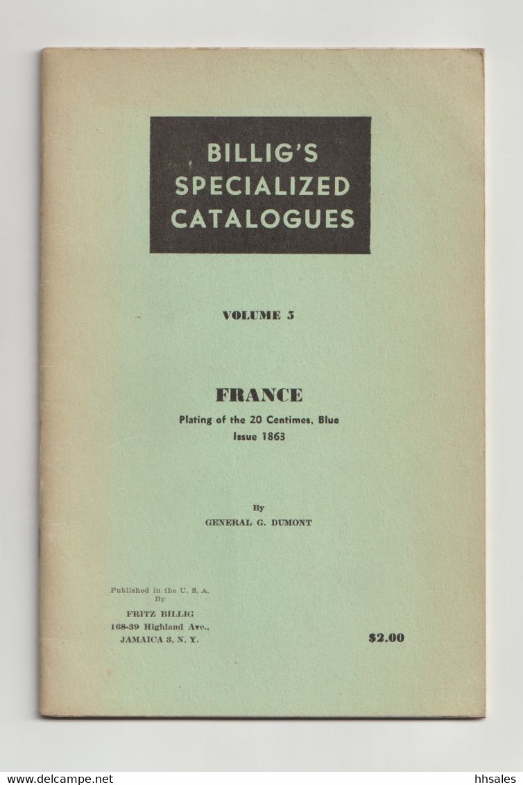 FRANCE, PLATING Of The 20 Centimes Blue Issue 1863, General Dumont 1950 - Philatelie Und Postgeschichte