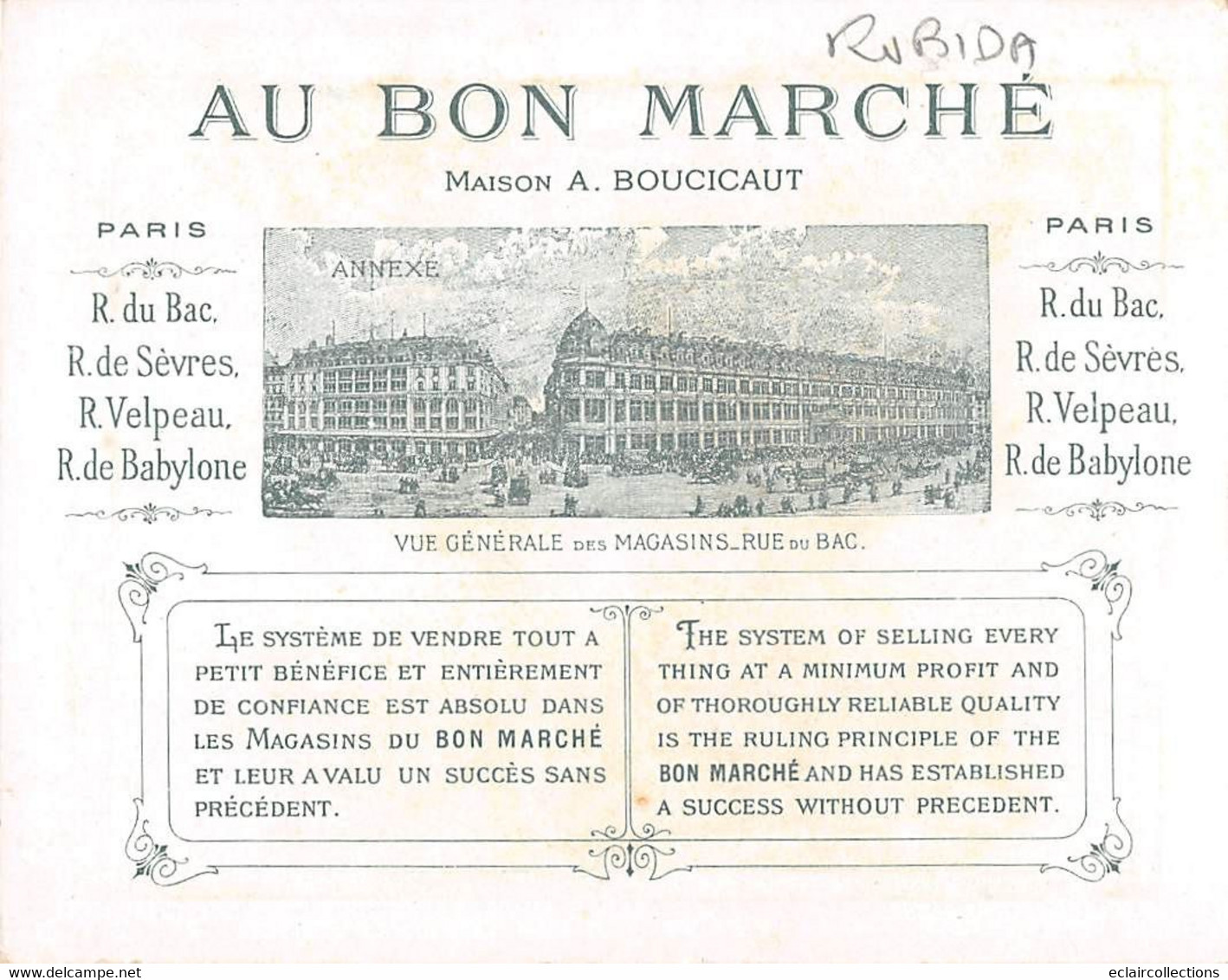 Image Chromo  Au Bon Marché   4 Dessins  14 X 10.5cm  Vieux Paris Expo 1900 Par Robida      (voir Scan) - Sonstige & Ohne Zuordnung