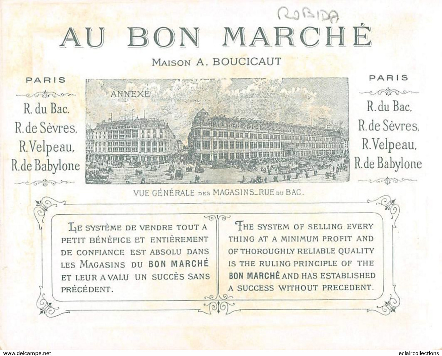 Image Chromo  Au Bon Marché   4 Dessins  14 X 10.5cm  Vieux Paris Expo 1900 Par Robida      (voir Scan) - Other & Unclassified