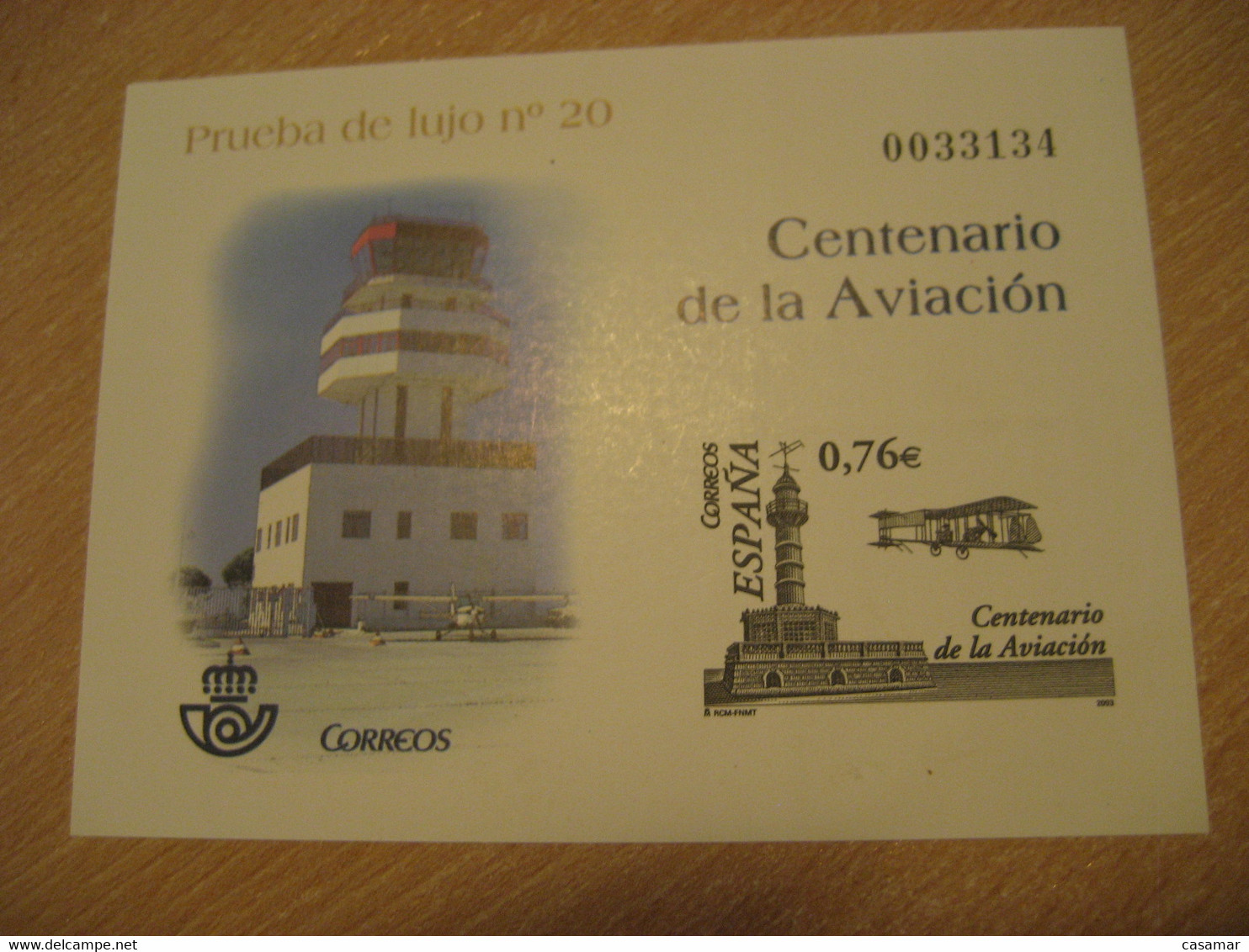 Centenario De La Aviacion 2003 PRUEBA DE LUJO Nº 20 Plane Airport Proof Epreuve Druck SPAIN - Essais & Réimpressions