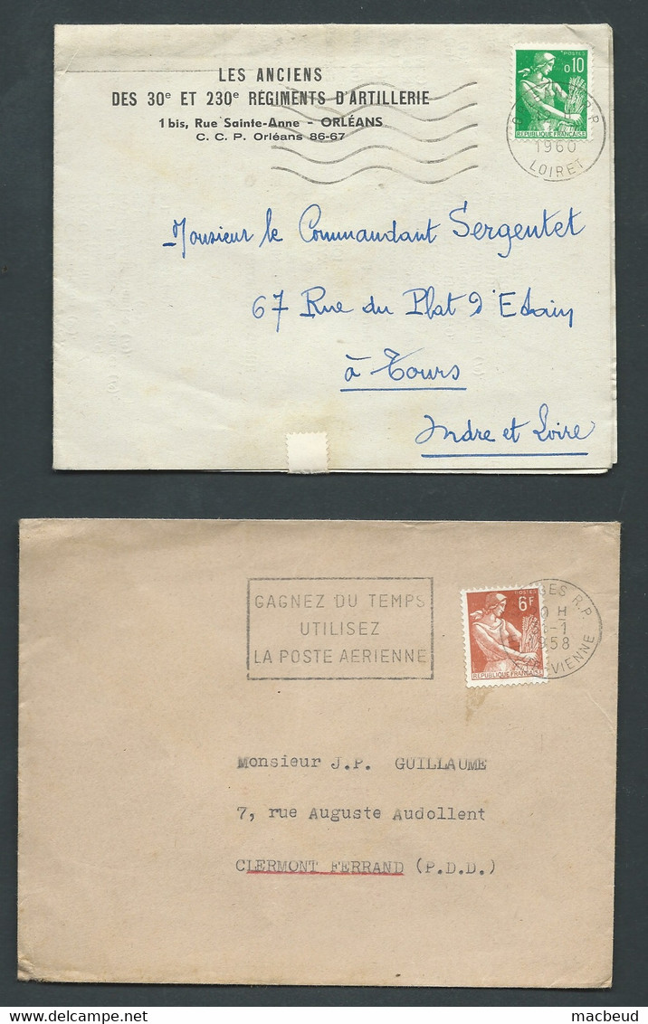 Lot De 8 Lettres Affranchies Avec Le Type Moissonneuse Dont Preo 106 ( Avec Le Mailing ) -  Bb 165 - 1957-1959 Mietitrice