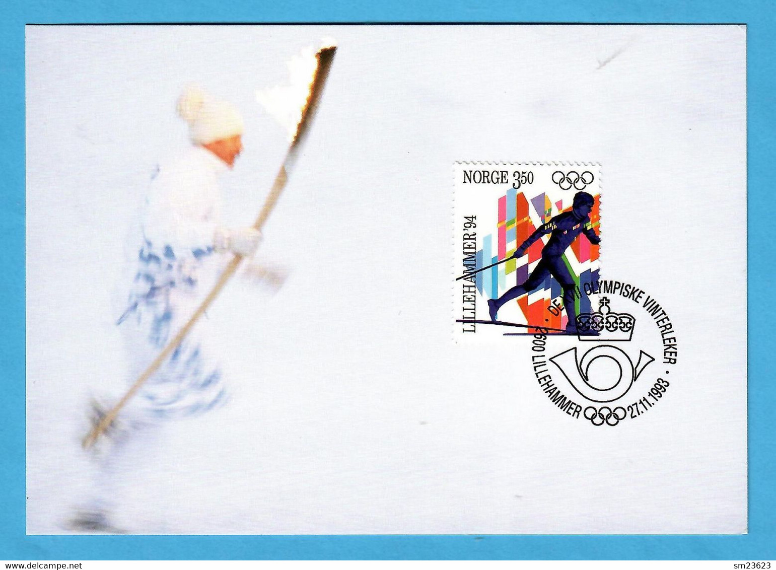 Norwegen / Norge  1993  Mi.Nr. 1139 , Olympische Winterspiele  Lillehammer - Maximum Card - Lillehammer 27.11.1993 - Cartes-maximum (CM)