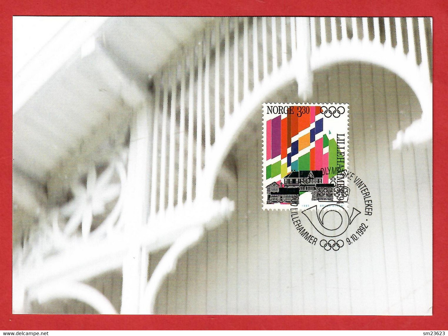 Norwegen / Norge 1992  Mi.Nr. 1105 , Olympische Winterspiele  Lillehammer - Maximum Card - Lillehammer 9.10.1992 - Cartes-maximum (CM)