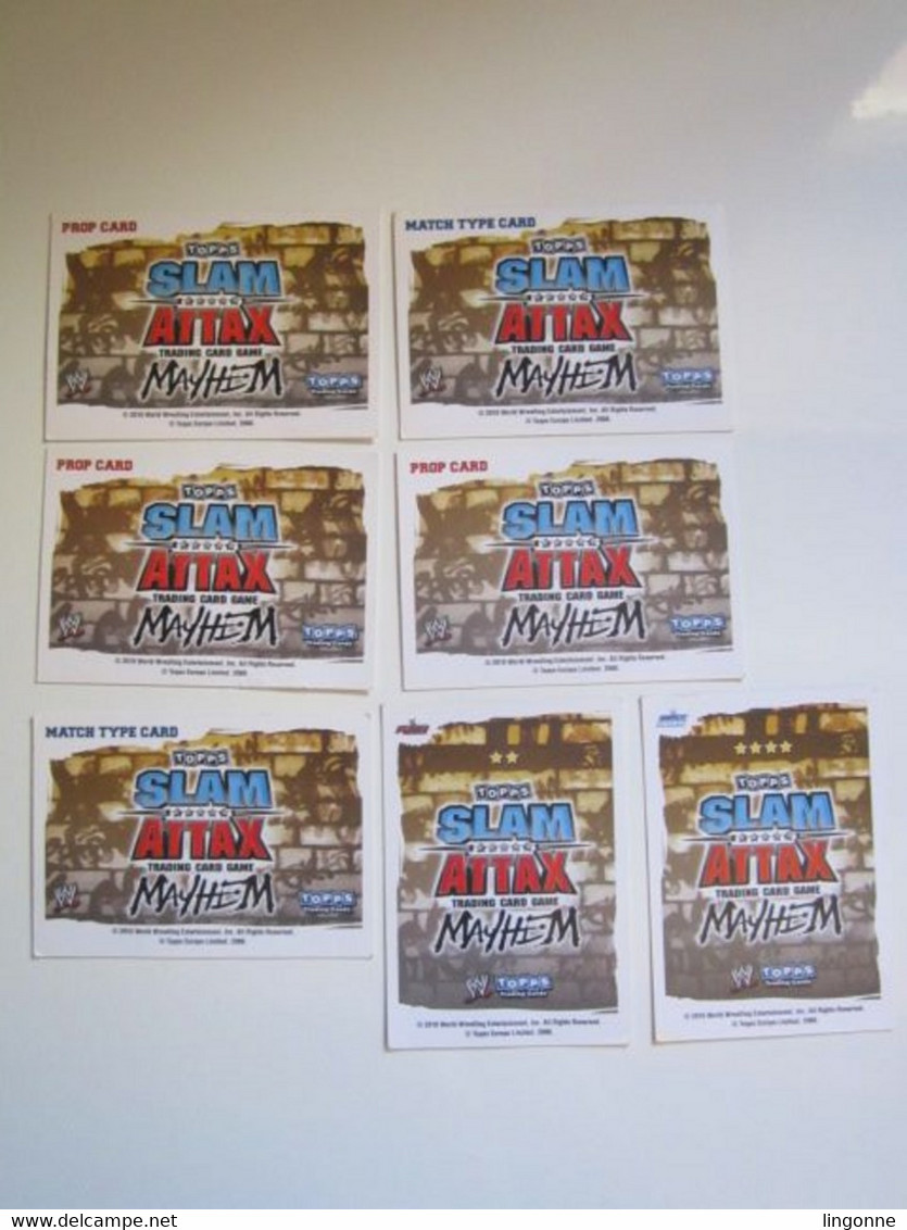 7 Cartes De Catch TOPPS SLAM ATTAX  Trading Card Game MAYHEM PROP CARD - MATCH TYPE CARD - Trading Cards