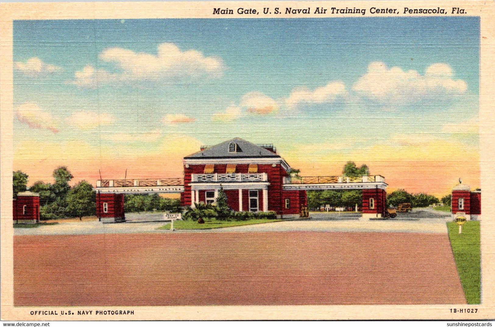 Florida Pensacola  U S Naval Air Training Center Main Gate 1944 Curteich - Pensacola