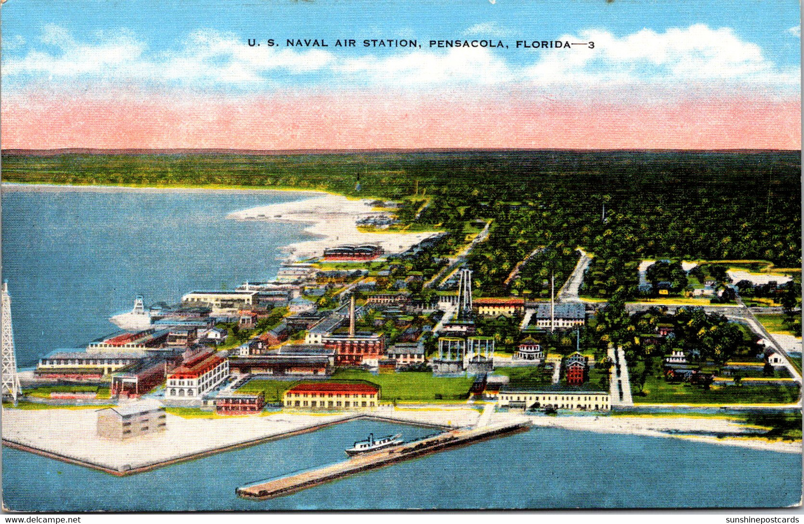 Florida Pensacola  U S Naval Air Station Brid's Eye View 1954 - Pensacola