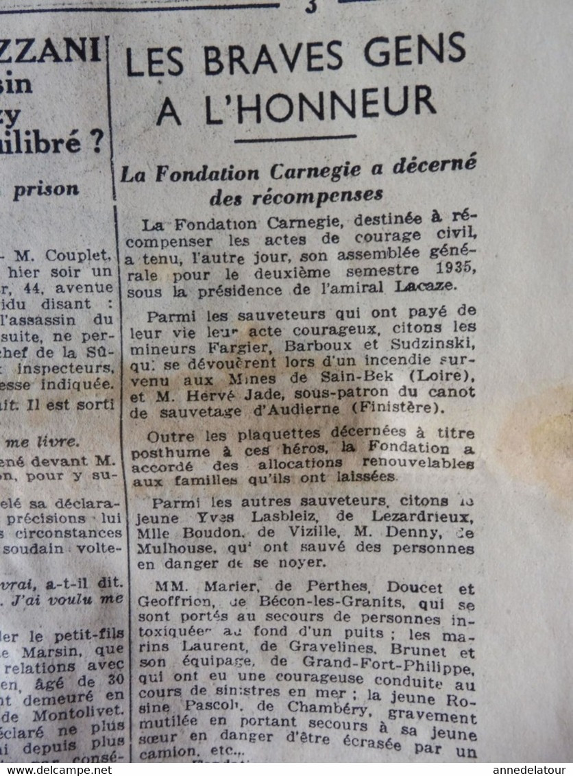 1935 L'AMI DU PEUPLE: Braves (Fargier, Barboux, Sudzinski, Hervé Jade,Yves Lableiz, Marier,Doucet Et Geoffrion, Etc ) - Informations Générales