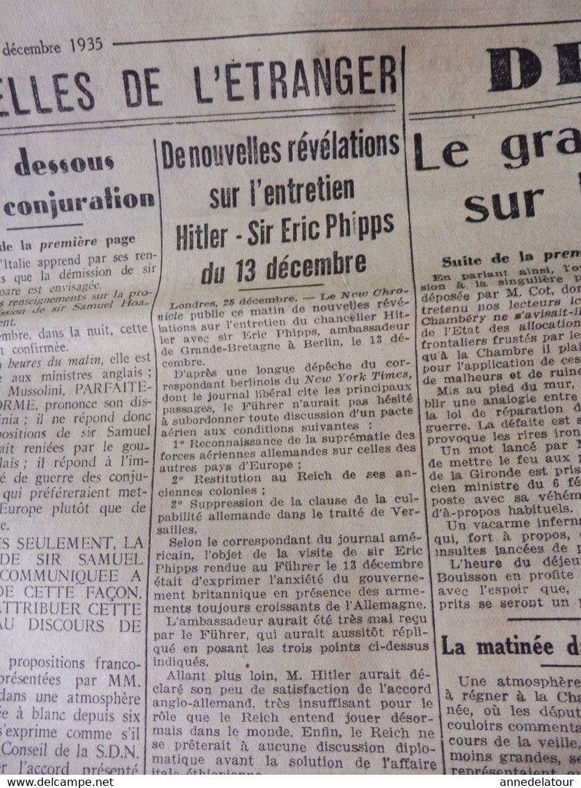 1935 L'AMI DU PEUPLE: Journée nationale des Scouts de France ;Le Bourget ;Le roi des belges ;Scandale du Trocadero ; Etc