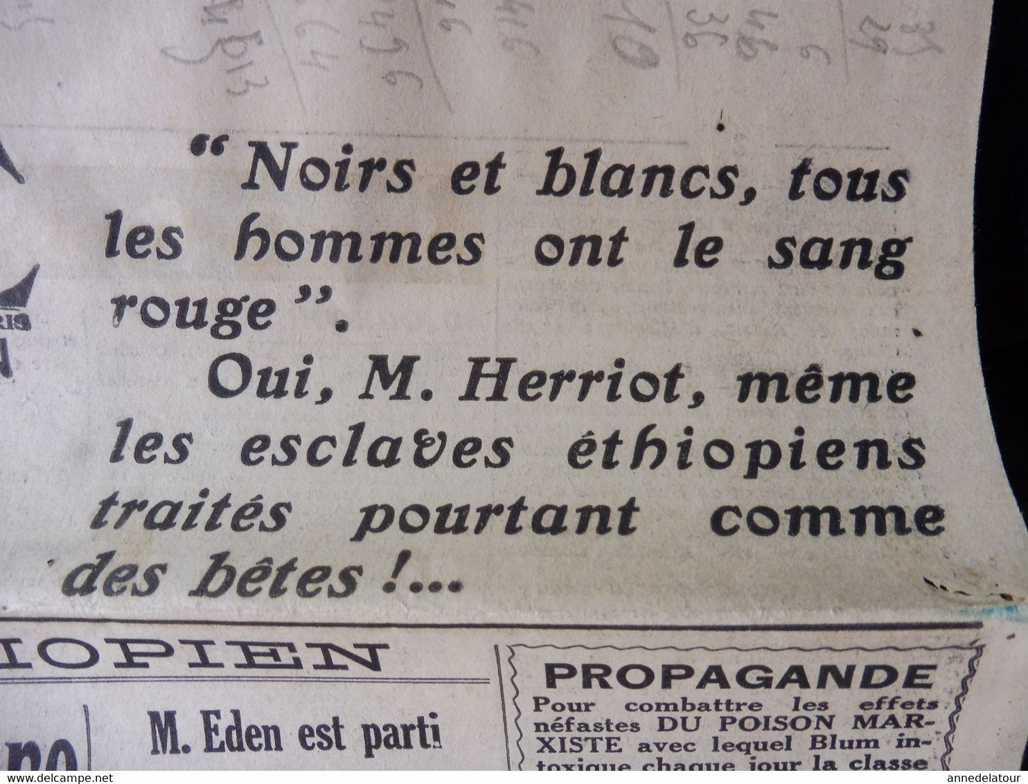 1935 L'AMI DU PEUPLE: Noirs Et Blancs, Tous Ont Le Sang Rouge; Propagande ; Jacques Doriot Désigne Les Complotistes; Etc - Informations Générales