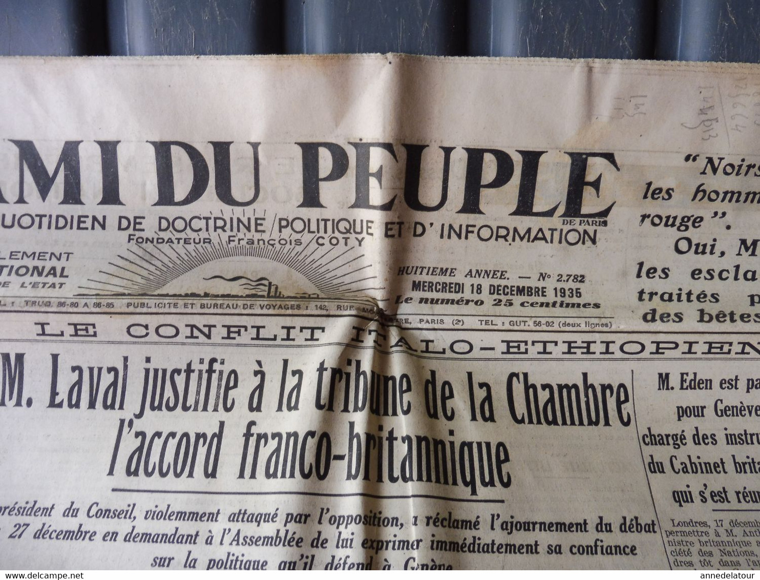 1935 L'AMI DU PEUPLE: Noirs Et Blancs, Tous Ont Le Sang Rouge; Propagande ; Jacques Doriot Désigne Les Complotistes; Etc - Informaciones Generales