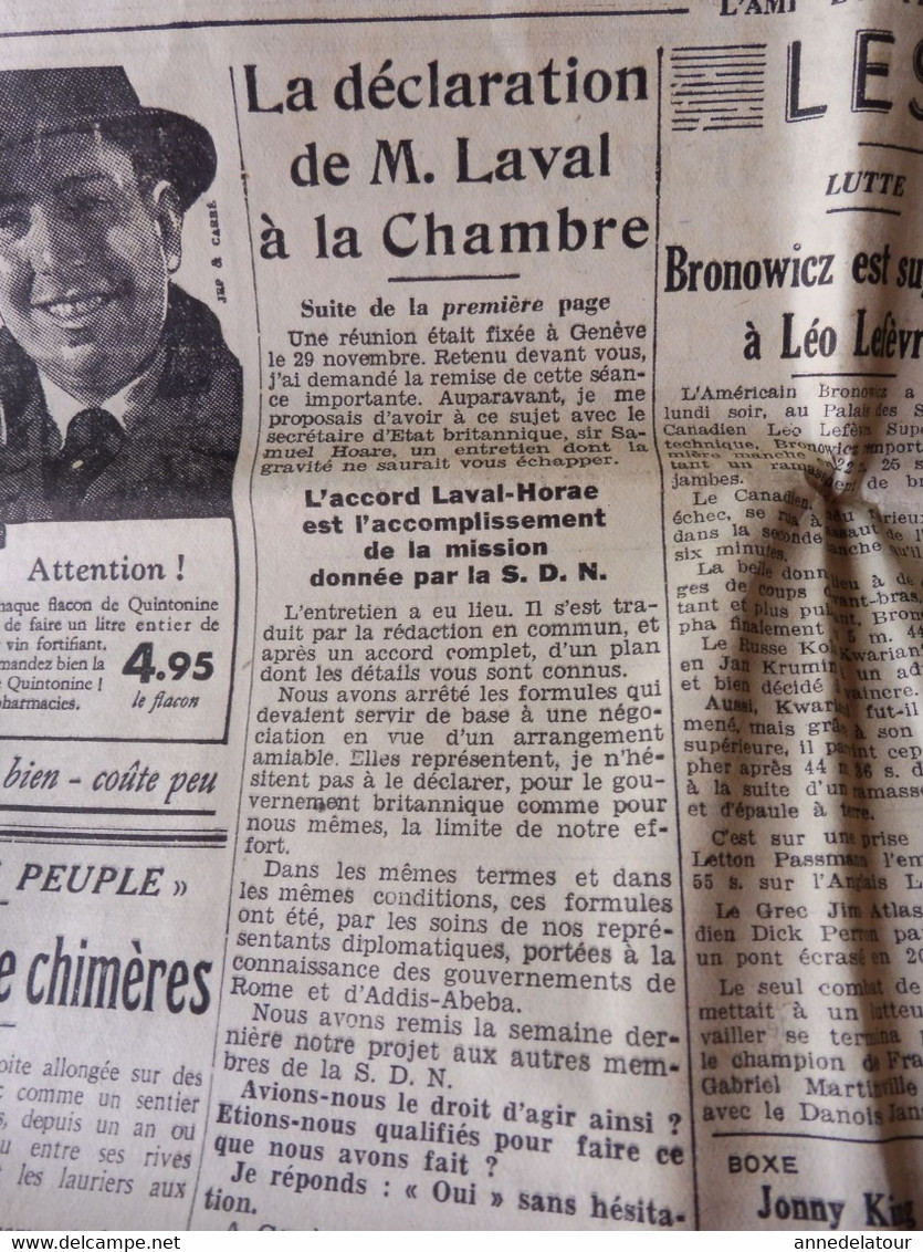 1935 L'AMI DU PEUPLE: Noirs et Blancs, tous ont le sang rouge; Propagande ; Jacques Doriot désigne les complotistes; Etc