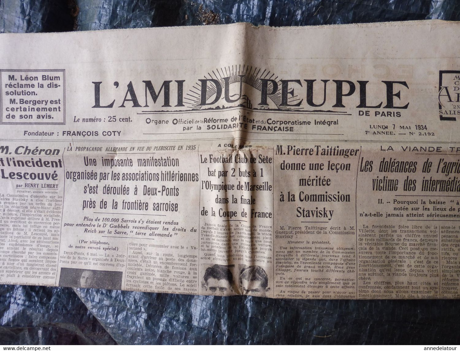 1934 L'AMI DU PEUPLE:  Les Sauveteurs De La Mer à L'honneur ;Manifestation Hitlérienne ; IVe Circuit Auto-moto à Dieppe - Testi Generali