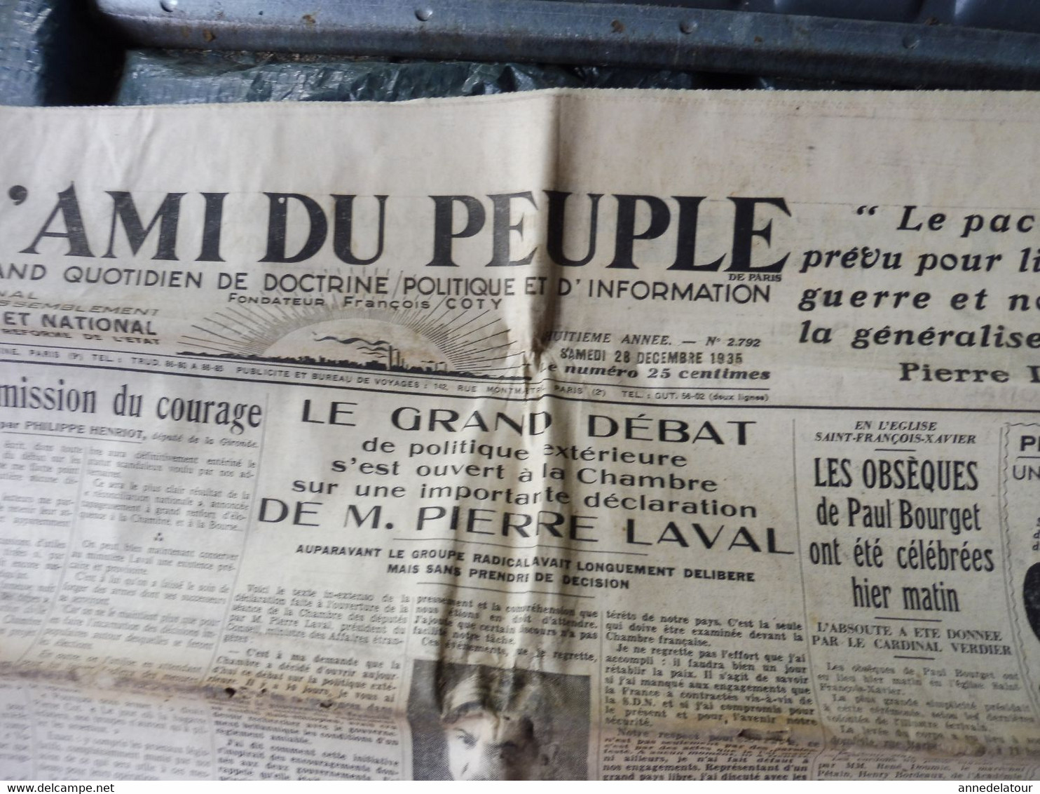 1935 L'AMI DU PEUPLE: Exposition Gustave Courbet à Zurich ;Réaction Populaire En Chine Contre L'expansion Japonaise; Etc - Testi Generali