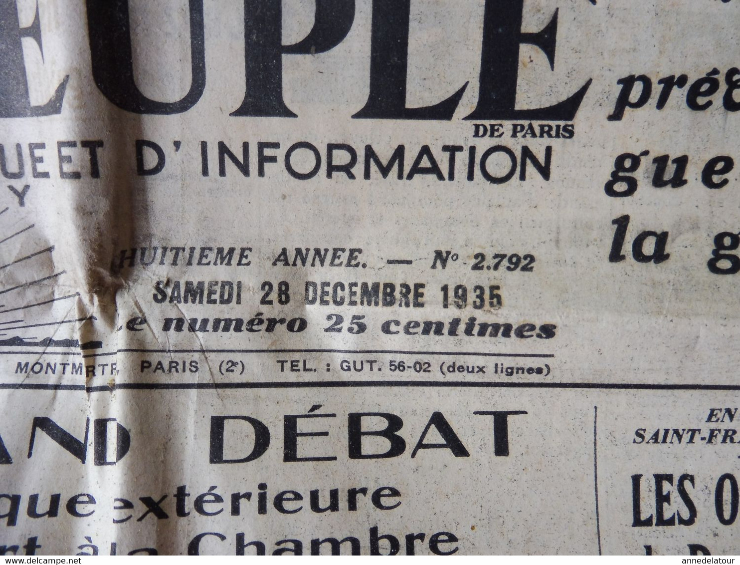 1935 L'AMI DU PEUPLE: Exposition Gustave Courbet à Zurich ;Réaction Populaire En Chine Contre L'expansion Japonaise; Etc - Informations Générales