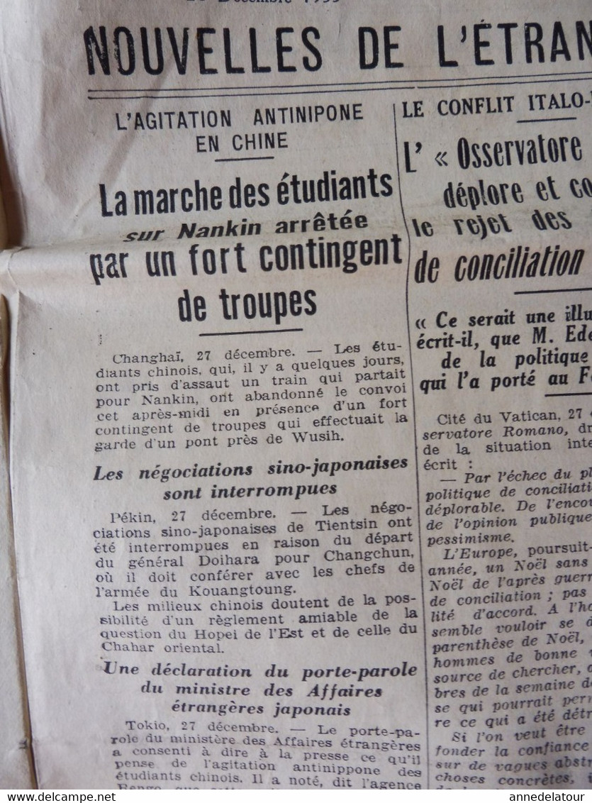 1935 L'AMI DU PEUPLE: Exposition Gustave Courbet à Zurich ;Réaction populaire en Chine contre l'expansion japonaise; etc