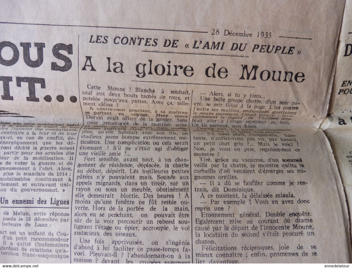 1935 L'AMI DU PEUPLE: Exposition Gustave Courbet à Zurich ;Réaction populaire en Chine contre l'expansion japonaise; etc