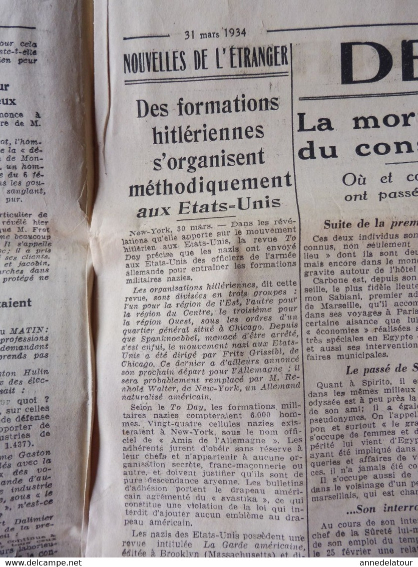 1934 L'AMI DU PEUPLE: Une femme héroïque Dorothy Louise Thomas ;Troubles en Espagne à Somowrostro ; Franc-Maçonnerie;etc