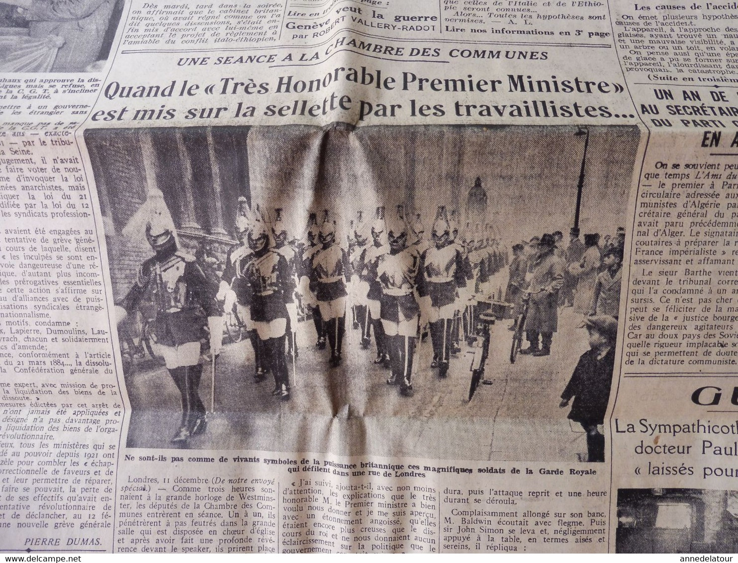 1935 L'AMI DU PEUPLE:Régime Et Hygiène Du Foie ;Terrible Accident D'avion à Croydon ;Guérir Par Sympathicothérapie ; Etc - Algemene Informatie
