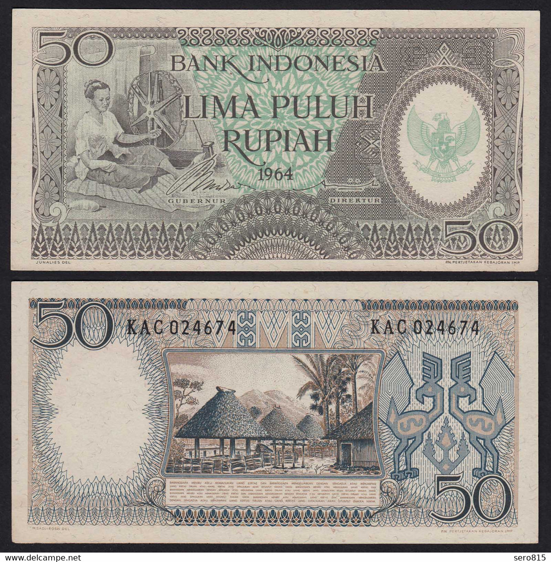 Indonesien - Indonesia 50 Rupiah Banknote 1964 Pick 96 VF (3)    (21464 - Altri – Asia