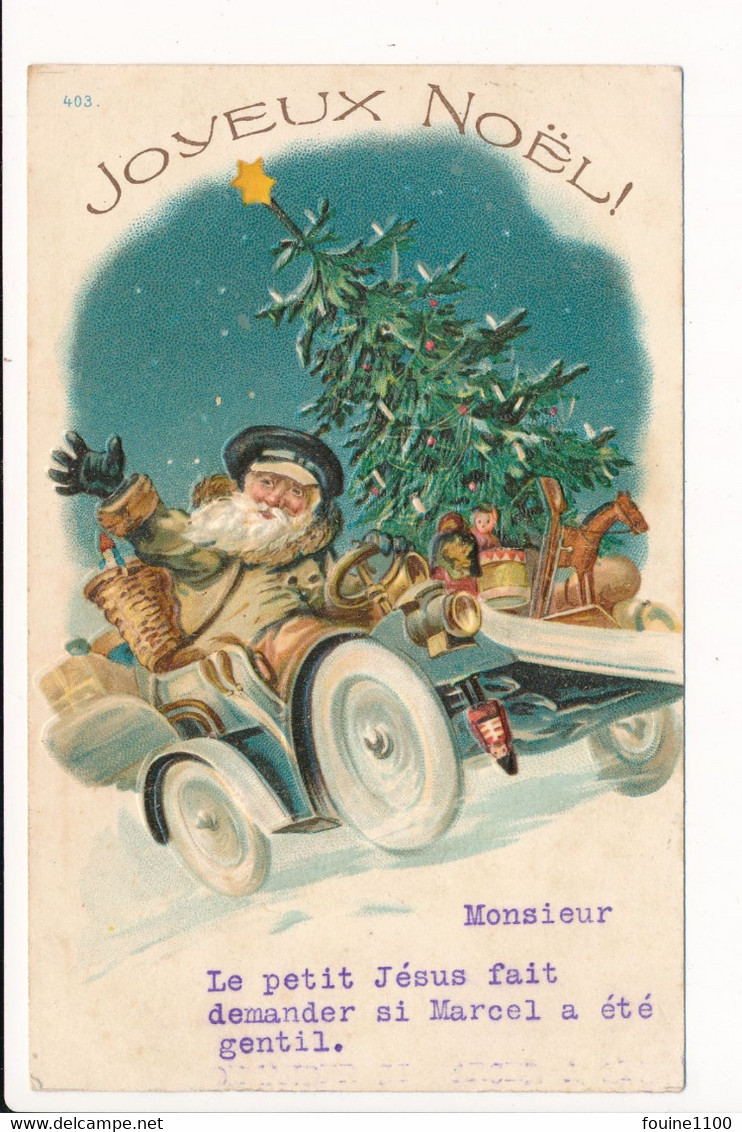 Carte Gaufrée JOYEUX NOEL Père Noël / Sapin / Jouets - Altri & Non Classificati