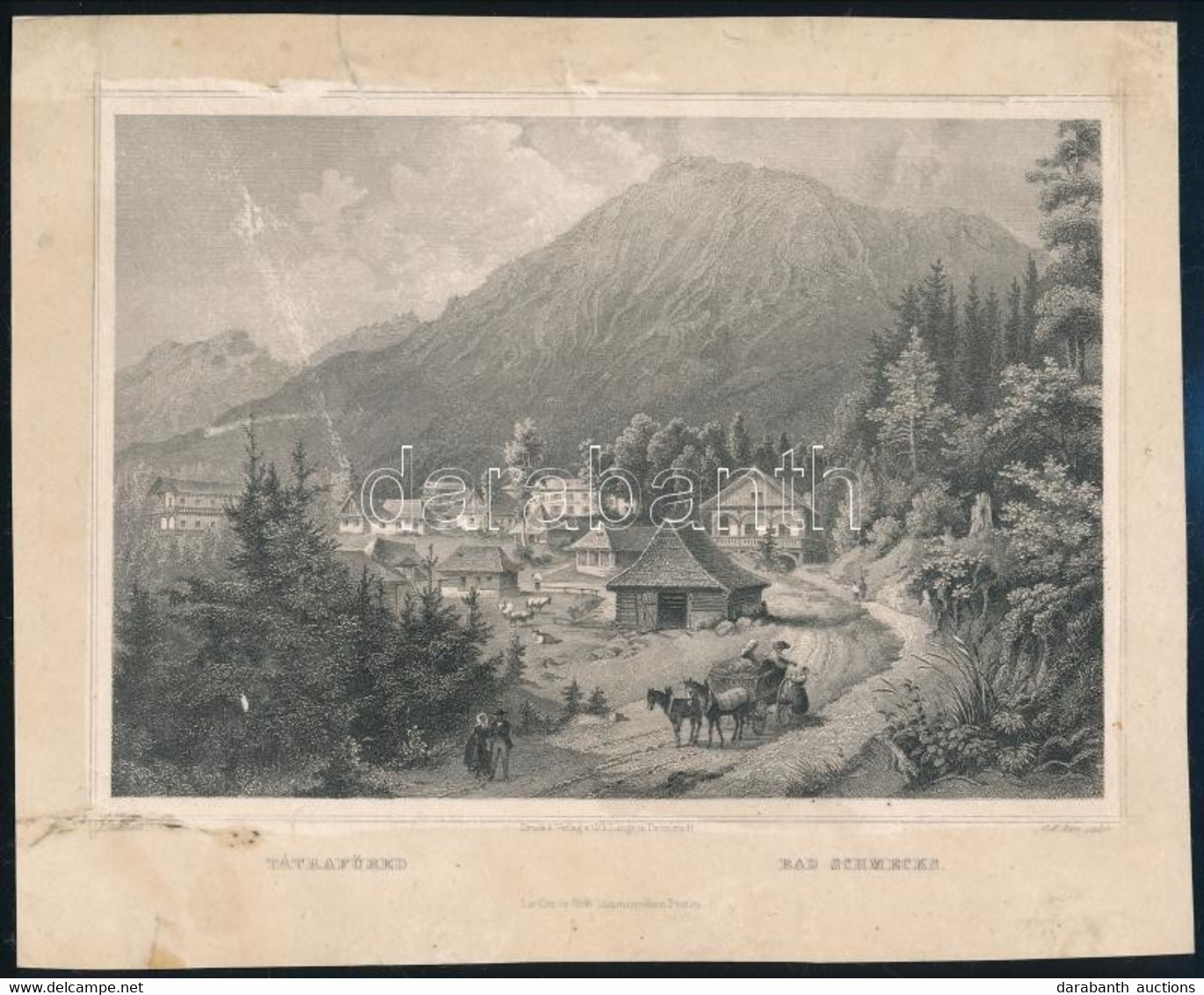 Cca 1850 Ludwig Rohbock (1820-1883): Tátrafüred, Acélmetszet, Jelzett A Metszeten, Szélén Foltos / Steel Engraving, 13×1 - Stampe & Incisioni