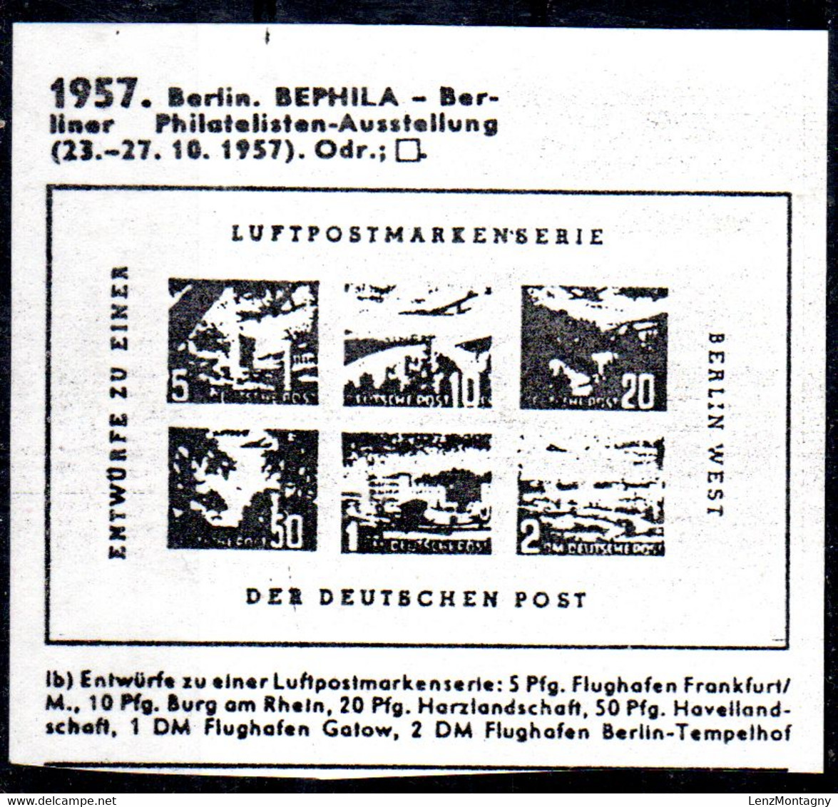 1957, BEPHILA BERLIN, Essay De Nouveau Timbres - Non Realisée!, Lot 45698 - Andere & Zonder Classificatie