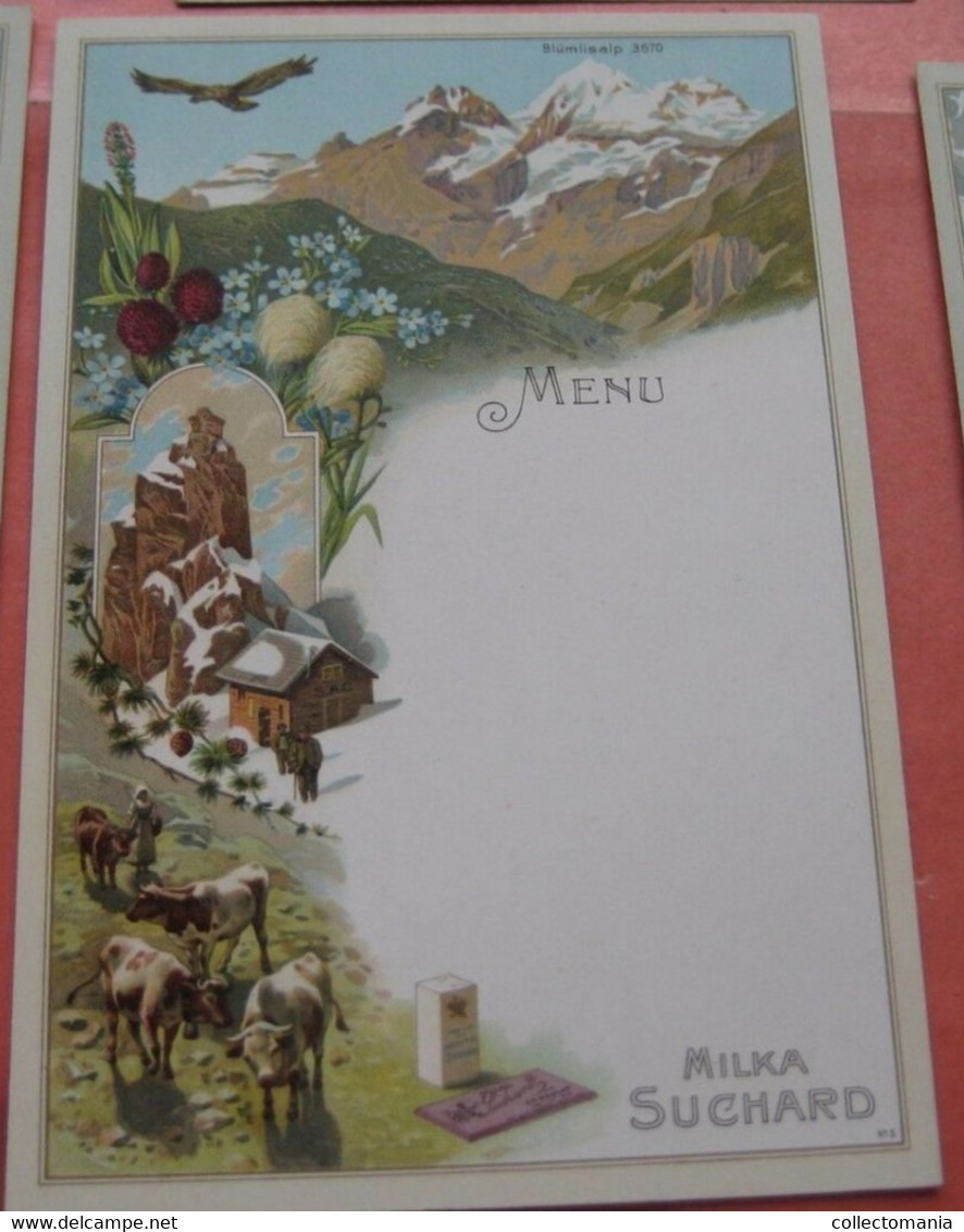 SUCHARD Menus11 Second Part A, 6 Chromos 1-6, C1902 Bergen Mountain Climbing Montagne Guides SUISSE Chocolat Tres Bien - Suchard